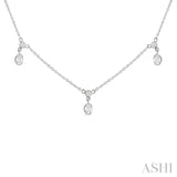 5/8 Ctw Dangle Oval and Round Cut Diamond Station Necklace in 14K White Gold