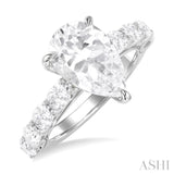 1 1/3 Ctw Pear Shape Oval and Round Cut Diamond Semi Mount Engagement Ring in 14K White Gold