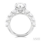 1 1/3 Ctw Pear Shape Oval and Round Cut Diamond Semi Mount Engagement Ring in 14K White Gold
