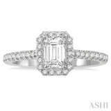 1/6 Ctw Octagon Shape Semi-Mount Round Cut Diamond Ring in 14K White Gold