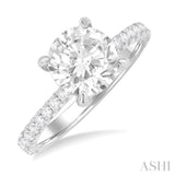5/8 Ctw Round Shape Semi-Mount Diamond Engagement Ring in 14K White Gold