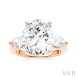 1 1/10 Ctw Tri-Mount Oval Shape Center Pear and Round Cut Diamond Semi-Mount Engagement Ring in 14K Rose and White Gold