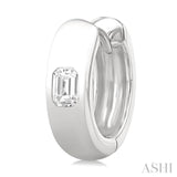 1/3 Ctw Bezel Set Emerald Cut Diamond Fashion Huggie Earrings in 14K White Gold