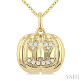 1/20 Ctw Petite Pumpkin Round Cut Diamond Fashion Pendant With Chain in 10K Yellow Gold