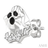 1/20 Ctw Petite Ghost Round Cut Diamond Fashion Earrings in 10K White Gold