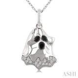 1/20 Ctw Petite Ghost Round Cut Diamond Pendant With Chain in 10K White Gold