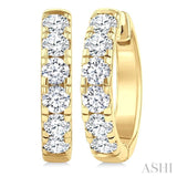 1 1/2 Ctw Round Cut Diamond Hoop Earrings in 14K Yellow Gold