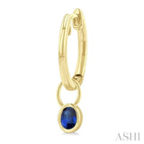 5x3 MM Bezel Set Oval Cut Sapphire Precious Fashion Huggie Earrings in 10K Yellow Gold