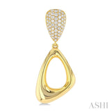 1 1/6 Ctw Dangler Inverted Pear Shape Round Cut Diamond Fashion Earrings in 14K Yellow Gold