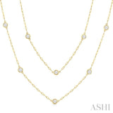 2.00 Ctw Bezel Set Round Cut Diamond 36-Inch Station Necklace in 14K Yellow Gold