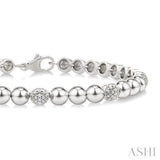 1/6 Ctw Bold Bead Design Single Cut Diamond Fashion Bracelet in Sterling Silver