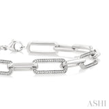 1/10 Ctw Bold Single Cut Diamond Paperclip Fashion Bracelet in Sterling Silver