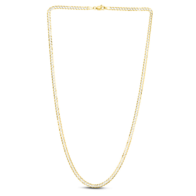 14K Gold 3.2Mm White Pave Curb Chain