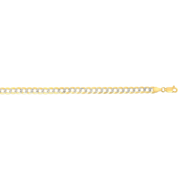 14K Gold 3.6Mm White Pave Curb Chain