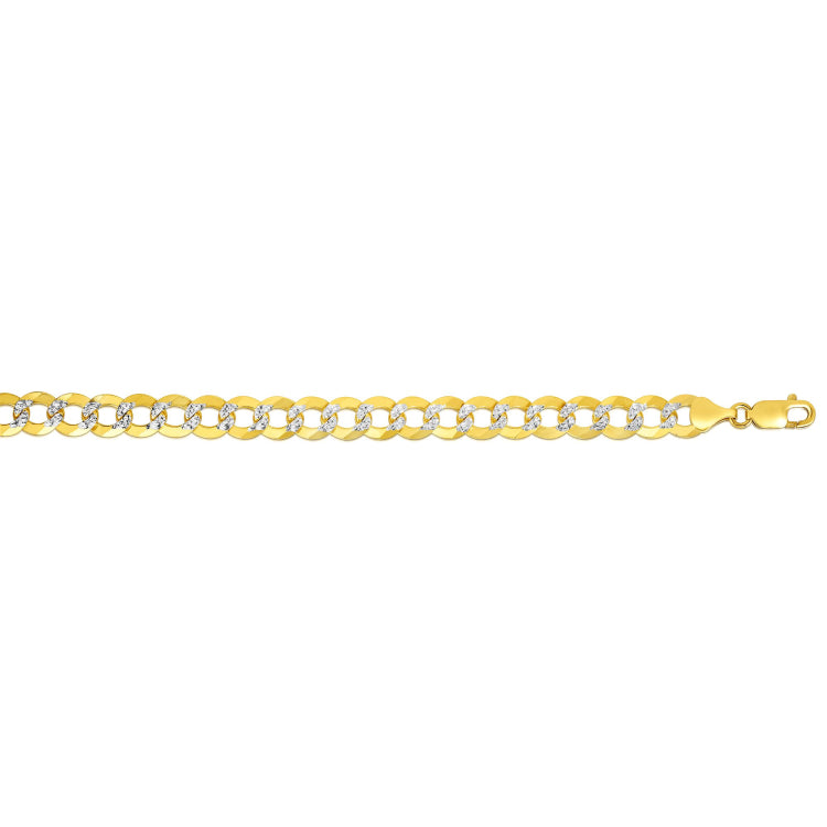 14K Gold 8.3Mm White Pave Curb Chain