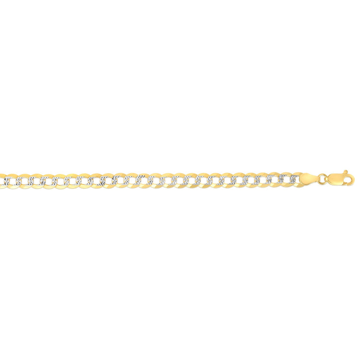 14K Gold 5.7Mm White Pave Curb Chain