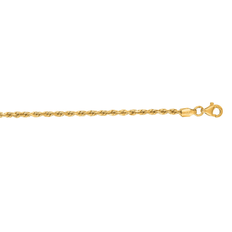 14K Gold 2Mm Diamond Cut Royal Rope Chain