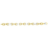 14K 7.75in Two-Tone Polished Bracelet with Lobster Clasp