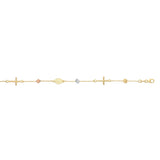 14K 7.5in Tri-color Gold Polished Bracelet with Lobster Clasp