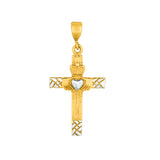 14K Two-Tone Diamond Cut/ Textured Pendant