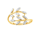 14K Two-Tone Diamond Cut/ Textured Size-7 Ring