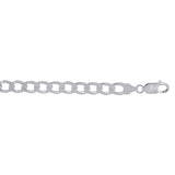 Sterling Silver  Diamond Cut/ Textured Comfort Curb Chain with Lobster Clasp