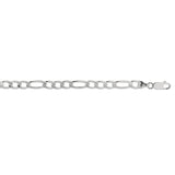 Sterling Silver  Diamond Cut/ Textured Figaro Chain with Lobster Clasp