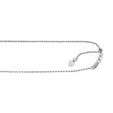 Sterling Silver  Diamond Cut/ Textured Adjustable Rope Chain with Lobster Clasp