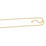 Sterling Silver  Yellow Finish Diamond Cut/ Textured Adjustable Rope Chain with Lobster Clasp