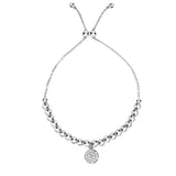 Silver Circle Bead Cz Charm Friendship Bracelet