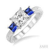 Past Present & Future Gemstone & Diamond Semi-Mount Engagement Ring