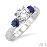 Past Present & Future Gemstone & Diamond Semi-Mount Engagement Ring