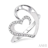 Heart Shape Silver Diamond Fashion Ring