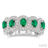 Oval Shape 5 Stones Gemstone & Diamond Ring