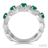 Oval Shape 5 Stones Gemstone & Diamond Ring