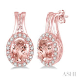 Oval Shape Gemstone & Diamond Earrings