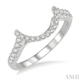 1/4 ctw Crescent Shape Center Round Cut Diamond Wedding Band in 14K White Gold