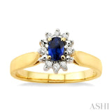 Oval Shape Gemstone & Diamond Ring