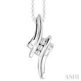 2 Stone Silver Diamond Fashion Pendant