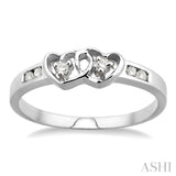 2 Stone Twin Heart Shape Silver Diamond Fashion Ring