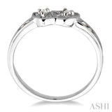 2 Stone Twin Heart Shape Silver Diamond Fashion Ring