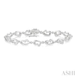 Heart Shape Silver Diamond Bracelet