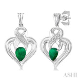 Heart Shape Silver Gemstone & Diamond Fashion Earrings