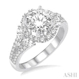 1 Ctw Diamond Semi-mount Engagement Ring in 14K White Gold