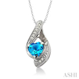 Heart Shape Silver Diamond & Gemstone Fashion Pendant