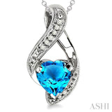 Heart Shape Silver Diamond & Gemstone Fashion Pendant