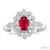 Oval Shape Gemstone & Diamond Ring