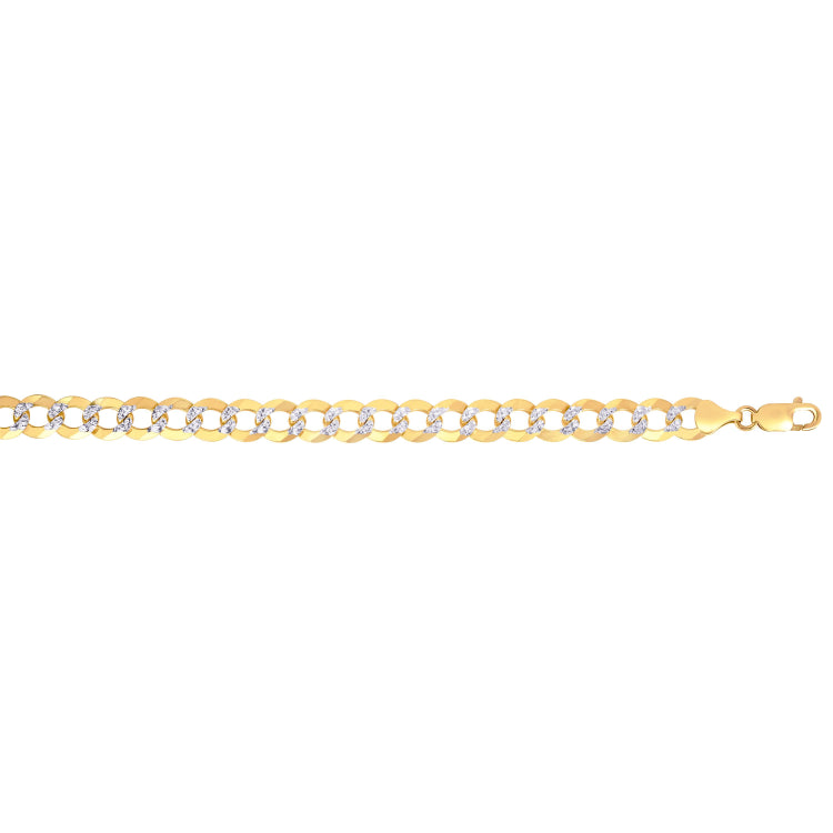 14K Gold 12.18Mm White Pave Curb Chain