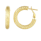14K Gold 4X15Mm Textured Omega Back Hoop Earring