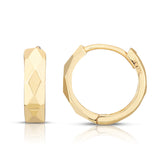 14K Gold Faceted Huggie Earrings